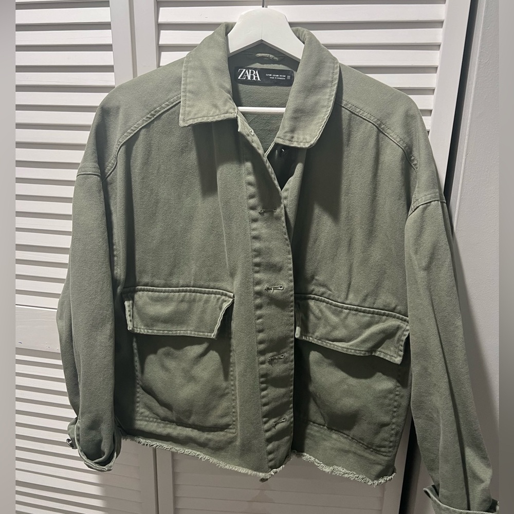 Zara denim olive color oversized jacket